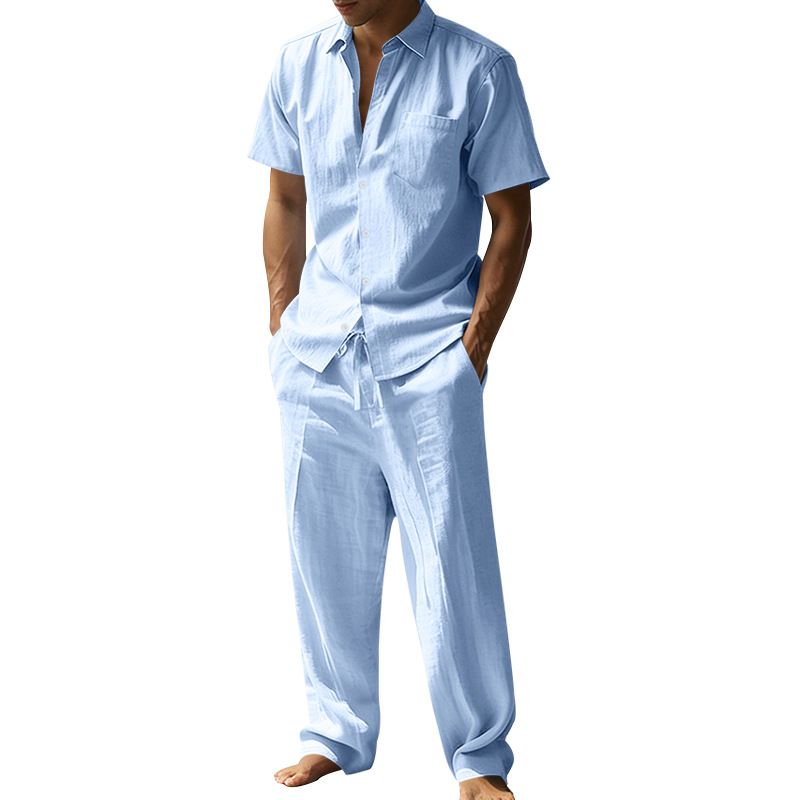 Summer Linen Lapel Short-Sleev - Short Linen Drawstring review and price